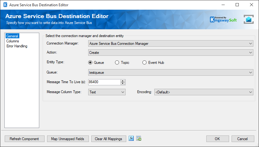 SSIS Azure Service Bus Destination